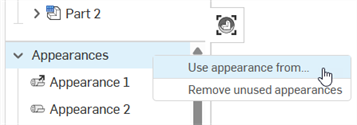 Importing appearances from the context menu