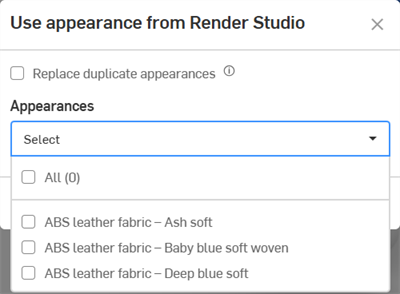 Import appearances dialog