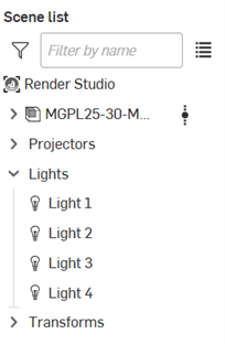 lights in the scene list