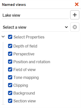 Named view dialog: Select properties option
