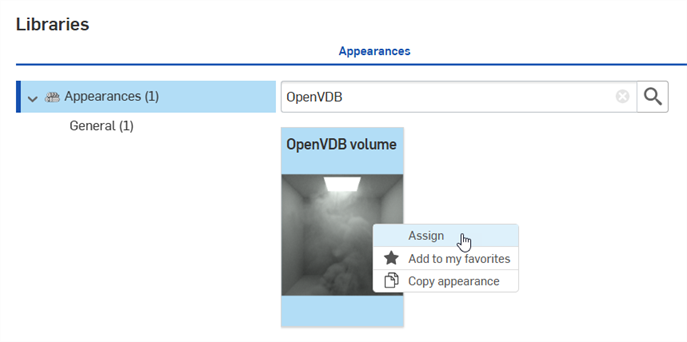 Assigning the OpenVDB volume appearance