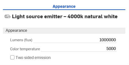 Setting the Appearance's Lumens and Color temperature