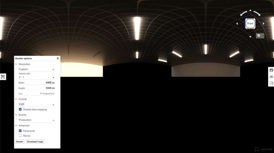 Panoramic render preview