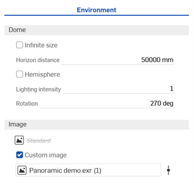Environment panel settings