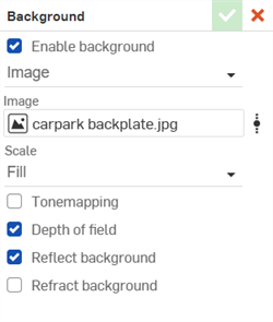 Background settings for the backplate image