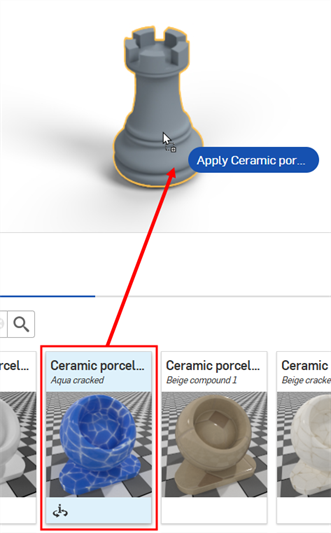 Assigning Appearance from library to graphics area part or face