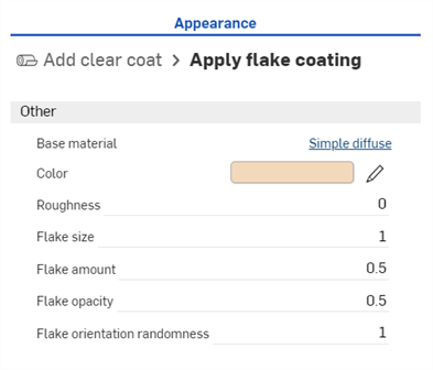 Flake coating Appearance parameters