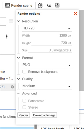 Render options dialog