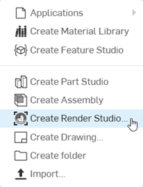 Creating a Render Studio from the tab bar