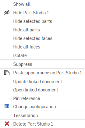 Scene list context menu