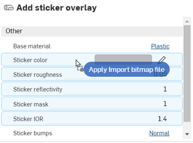 Applying the Import bitmap file to the Sticker color parameter