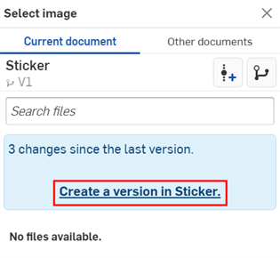 Create a version link in the Select image dialog