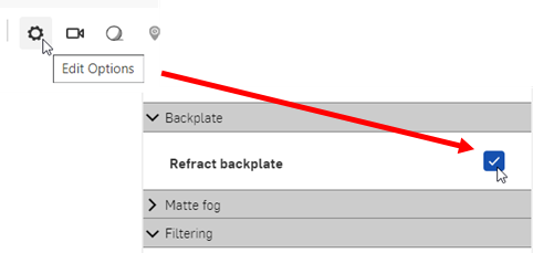 Selecting the Reflect Backplate option under the Selection panel's Backplate submenu