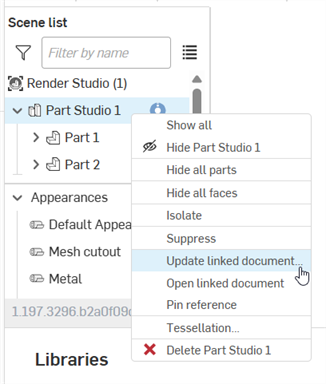 Update linked document Context menu entry
