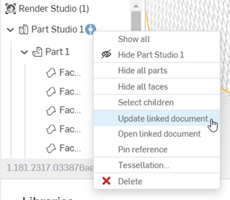 Update linked document Context menu entry