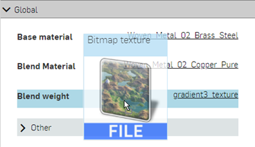 Adding a Bitmap texture file to be used as a function for the Blend weight parameter