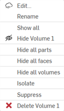 Volume context menu