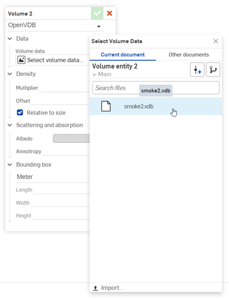 Selecting volume data