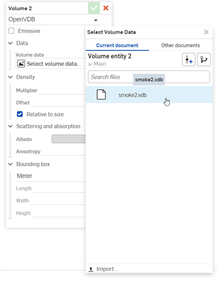 Selecting volume data