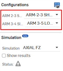 Selecting a configuration from the left side panel