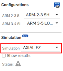 Selecting a simulation from the left side panel