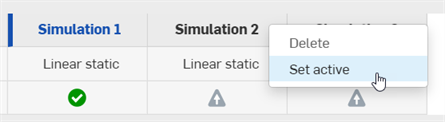 Simulation table context menu