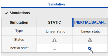 Selecting the Inertial relief checkbox