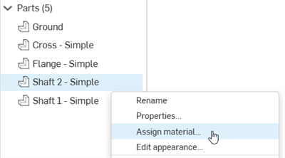 Assigning a material