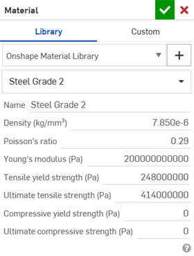 Material dialog