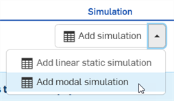 Add modal simulation from the Add simulation dropdown in the Simulation panel