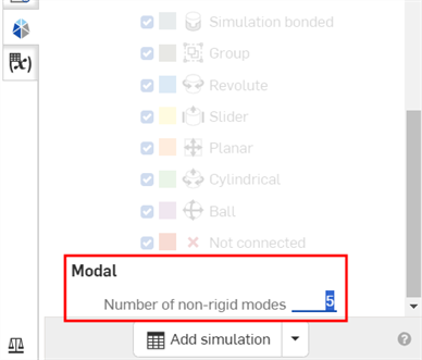 Number of non-rigid modes entry field