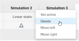 Deleting a simulation from the table