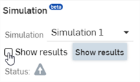 Clicking Show results in the Simulations area