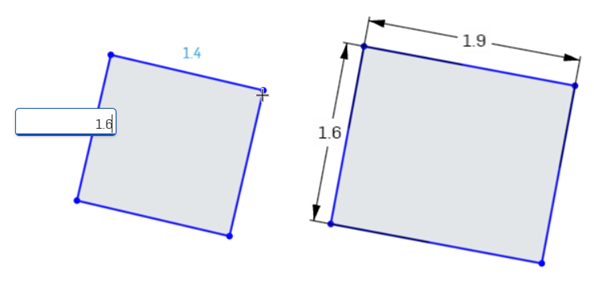 Example adding numerical values for the dimensions of the rectangle's length and width