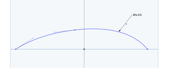 Example of Curvature Tool in use, after the curvature tool is clicked
