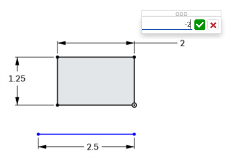 Dimension with negative value in dialog