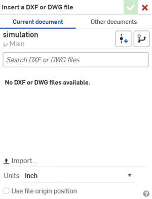 Insert a DXF or DWG file dialog