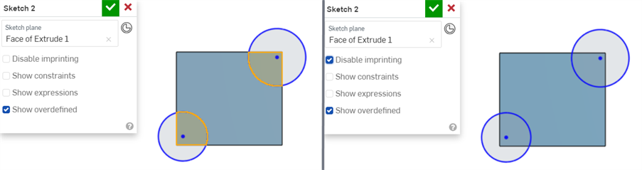 Sketch dialog Disable imprinting example
