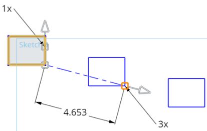 Example of dragging the arrow manipulator's base to position the pattern at an angle