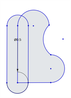 Slot multichain sketch curves with one slot applied