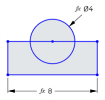 Variable exmaple showing the dimensions derived from the variables for the circle and rectangle