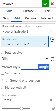 Example using a variable in a solid part feature