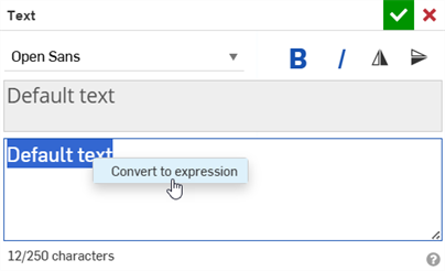 Convert to expression in the Text dialog