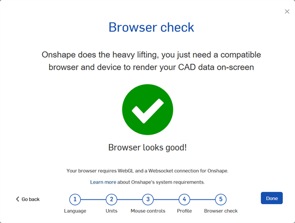 Browser check screen