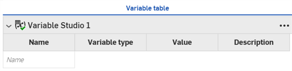 New Variable table created