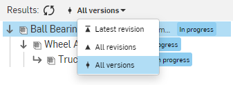 Example changing the version or revision for which results are shown