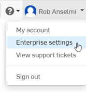 Konten-Menü mit Enterprise-Einstellungen