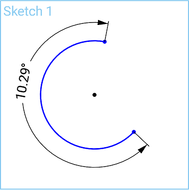 Example of Arc length/curve length dimension