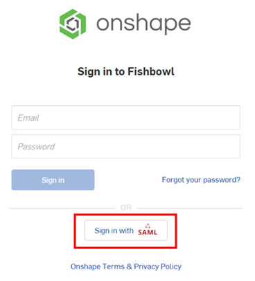 Onshape-Anmelde-Bildschirm
