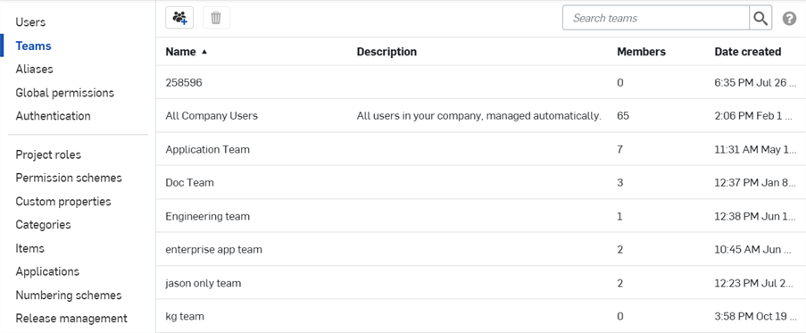 Enterprise-Einstellungen: Teams